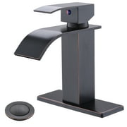 HYEASTR Bathroom Faucet Waterfall Bathroom Sink Faucet with Overflow Pop Up Drain & Supply Lines Oil Rubbed Bronze