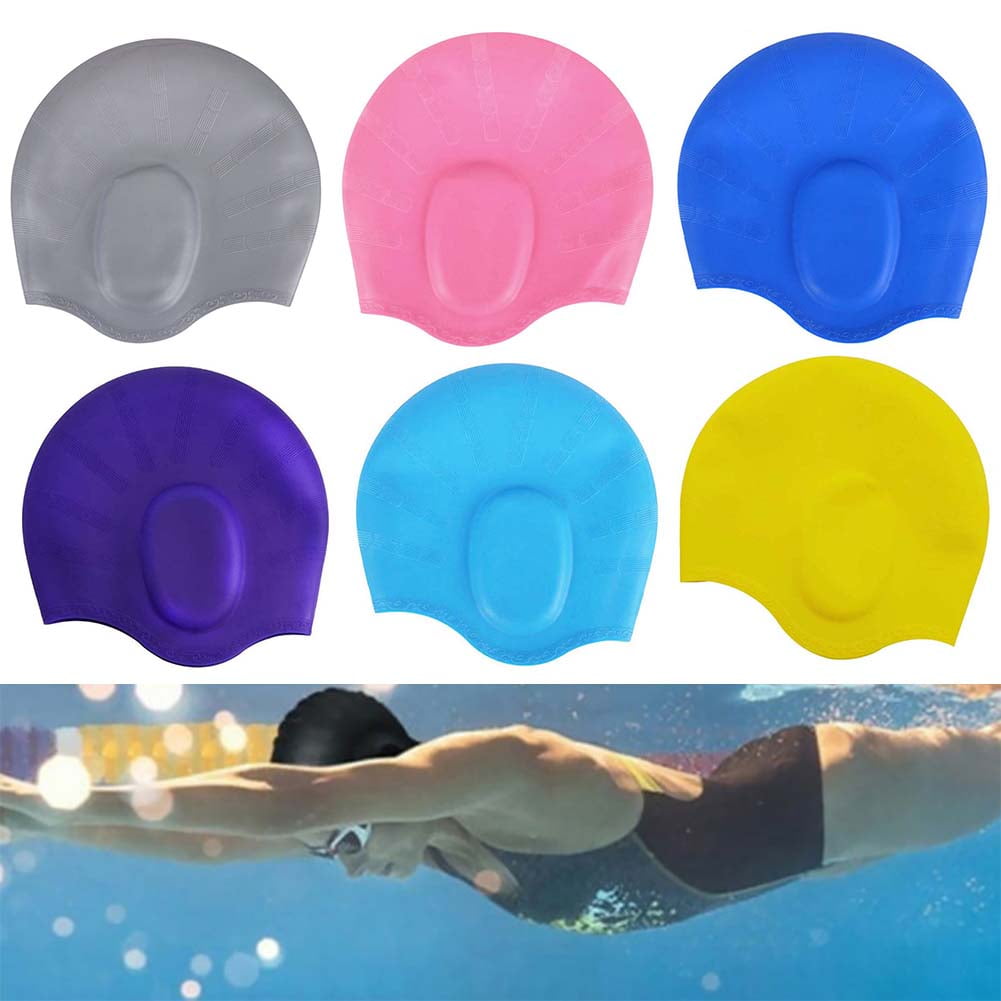 Swimming Cap Waterproof Silicone Swim Pool Plain Hat for Adult Men Women Kids 