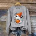 thumbnail image 4 of Womens Sweatshirts Halloween Printed Round Neck Long Sleeved Sweatshirts Gray, 4 of 4