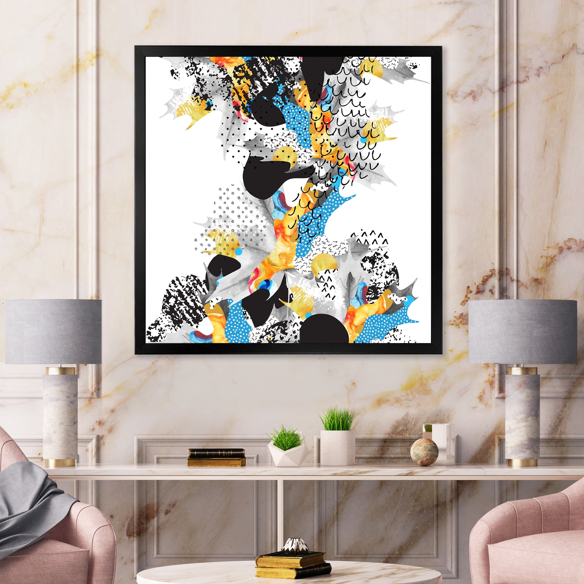 Designart 'Fluid Shapes In Bauhaus Memphis Style Minimal