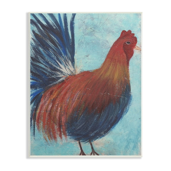 Stupell Industries Rustic Lodge Rooster Distressed Surface Wall Plaque Art, 10 x 15, by Cassandra Cushman