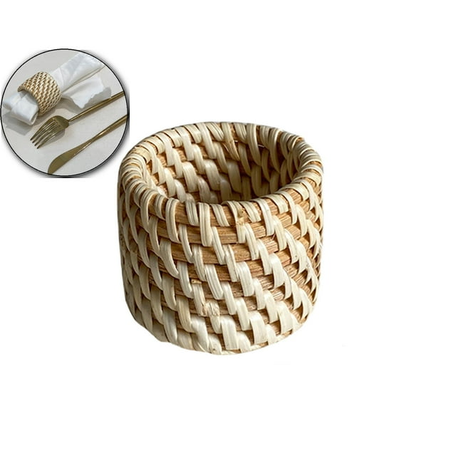 Dvruxg Rattan Napkin Ring, Wooden Paper Towel Holder, Elegant Table Decor Ring for Restaurant Dining Settings