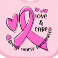 thumbnail image 4 of Inktastic Love, Care, Cure Breast Cancer Awareness Pink Ribbon Boys or Girls Baby Bib, 4 of 4