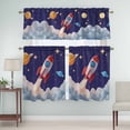 thumbnail image 5 of Cartoon Rocket Curtain Valances Set Cloud Space Stars Cute Planet Classic Kitchen Curtains 36&nbsp;inch Length Rod Pocket Valance and Tiers 3 Piece Set Small Bedroom Bathroom Laundry Decor, 5 of 9
