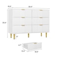 thumbnail image 3 of Commode Cannelée à 6 Tiroirs, Grand Commode Moderne en Bois avec Poignée en Métal, Commode pour Chambre, Salon, Couloir, Blanc, 3 of 8