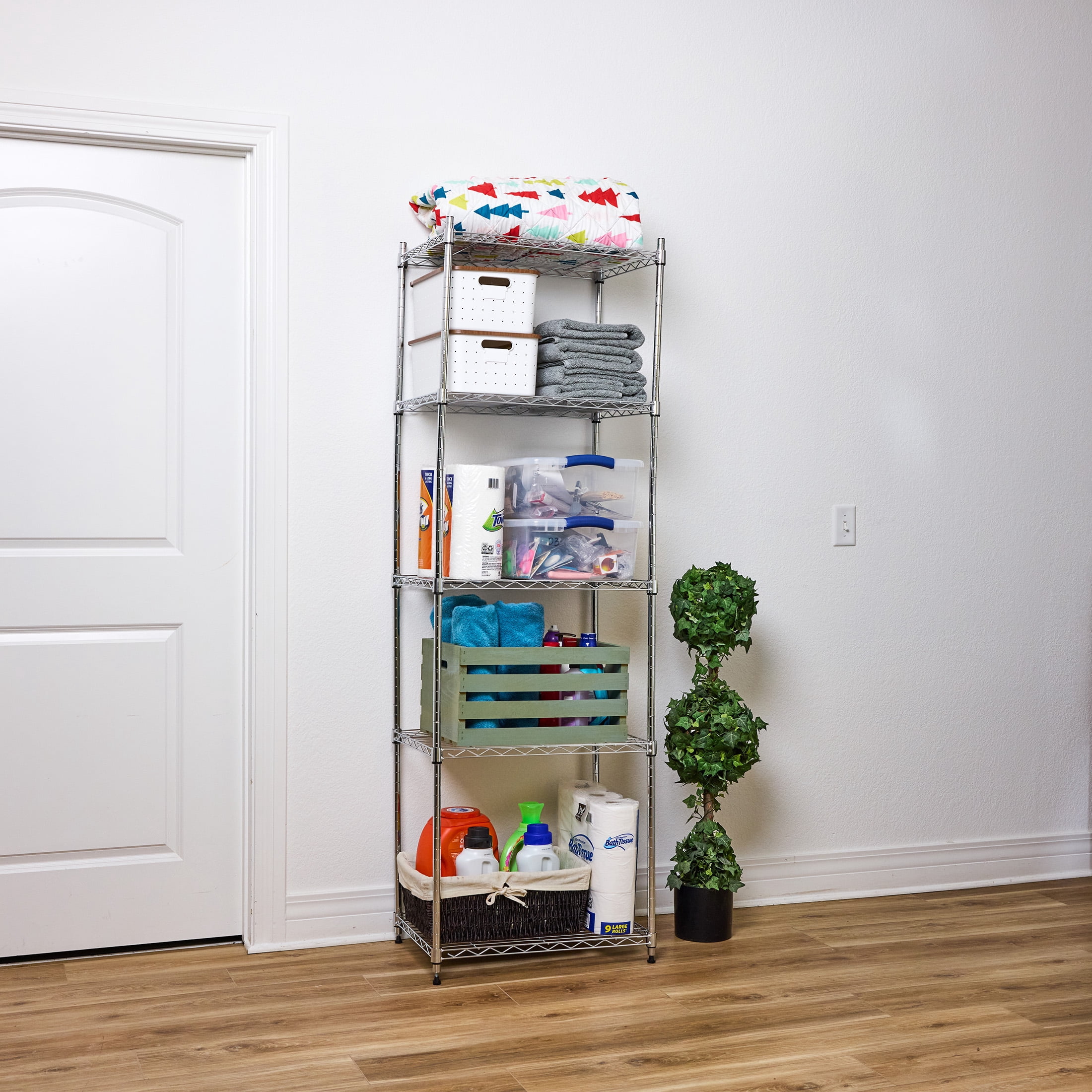 WorkPro 5-Tier Chrome Slim Wire Shelving