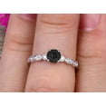 thumbnail image 2 of 1.50 Carat Art Deco Style Round Black Diamond Moissanite With Moissanite Diamond Ring on 10k White Gold Vintage Style, 2 of 5