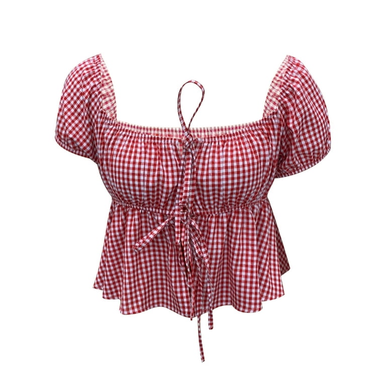 トップス CHER PLAID PUFF FRILL TOPS Birthdaybash CHER PLAID