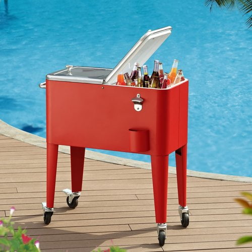 Mainstays 60-Quart Cooler Cart, Red