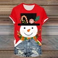 thumbnail image 7 of larppty Women Crew Neck Cute Snowman with Hat Graphic Fall Shirts Casual Christmas Tee Family Tops (White, M), 7 of 7