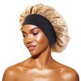 thumbnail image 4 of Gorro de dormir de satén para mujer, gorros de ducha con banda elástica ancha para cabello rizado largo Natural, accesorios de baño, nuevo, 4 of 4