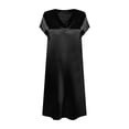 thumbnail image 4 of LIaqionyy Satin Nightgowns for Women Sleepdress Silky Loose Sleepwear V Neck Nightshirt Short Sleeve Pajamas, 4 of 5