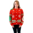 thumbnail image 2 of Candy Canes and Snowflakes Red Button Up Ugly Christmas Sweater with Bowtie, 2 of 3