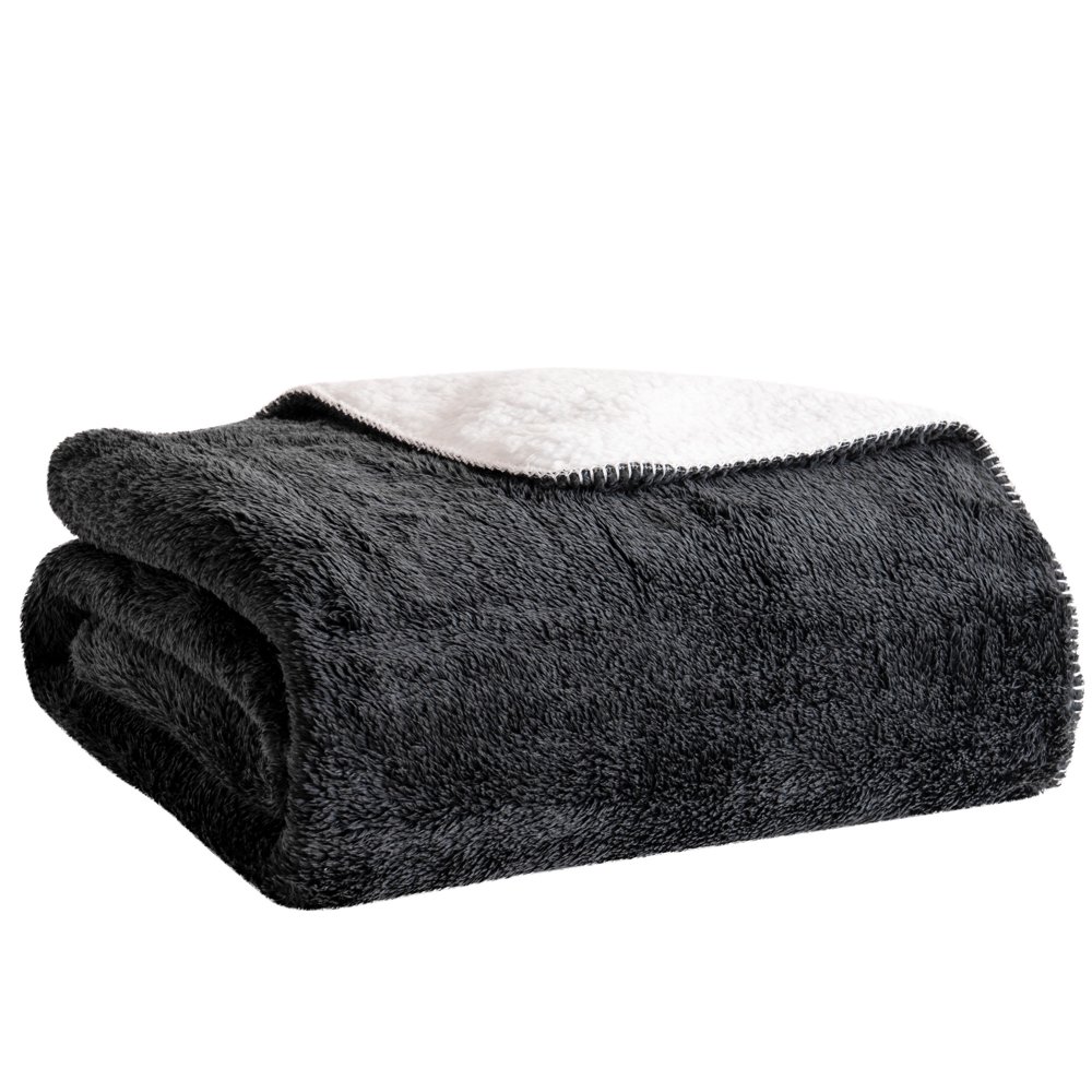 Mainstays Reversible Sherpa Throw Blanket, 50" x 60", Solid Gray