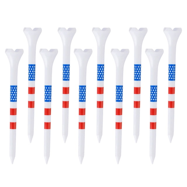 Visland Golf Tees Unbreakable Plastic Golf Tees Reduces Friction Side Spin Golf Accessories USA Flag Pattern Long Golf Tees Bulk