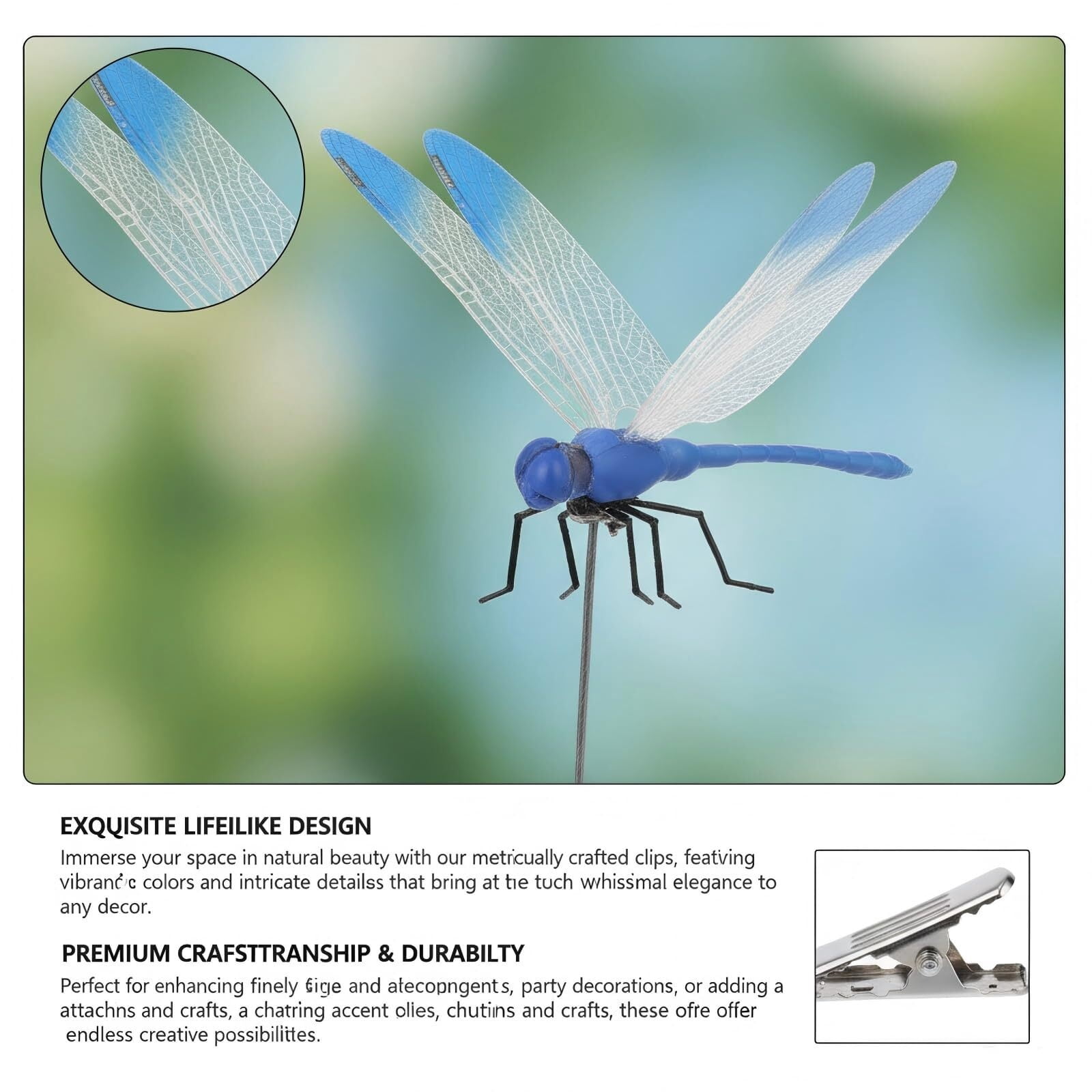 Dragon Fly Clips for Bugs Repellent, 3D Dragonfly Garden Stakes Decor - Dragonfly Clips to Keep Bugs Away, for Outdoor Garden Decoration & Hat Clip Accessories