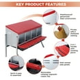 thumbnail image 3 of Heavy Duty Galvanized Steel Chicken Nesting Box with Stand – Removable Roll-Away Tray, Easy Assembly & Cleaning, Weatherproof, Handle Perch – Ideal for Backyard, Farm, Poultry Coop, 3 of 8