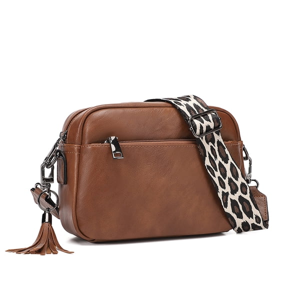 KL928 Small Crossbody Bag for Women Soft FAUX Leather Cell Phone Purse Wallet Purse with Wide Strap(Yellow Brown)