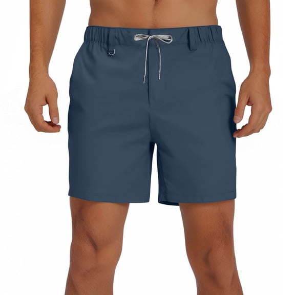 Fewfanhot Men's Slim Fit Cargo Shorts Elastic Drawstring Waist with Multiple Pockets Modern Style for Outdoor Casual and Street Wear