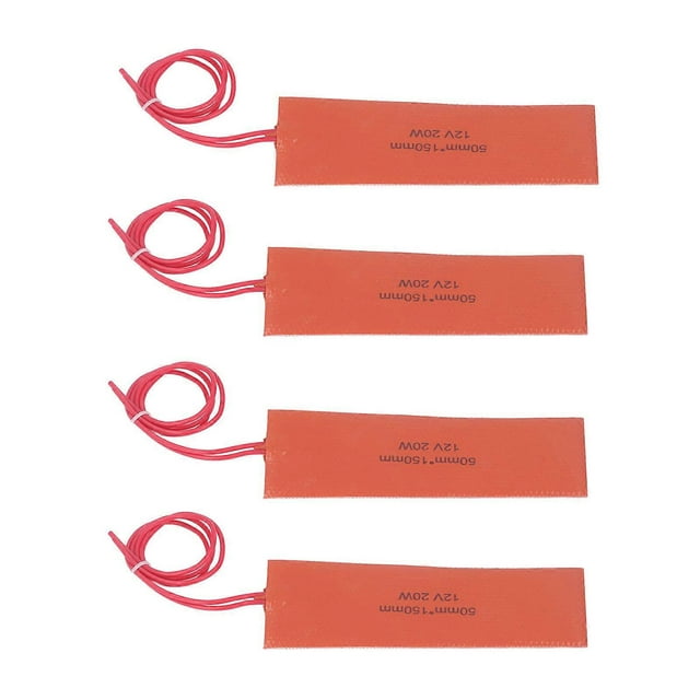 4pcs 20W 12V Flexible Silicone Rubber Heater Mat for Industrial Equipment