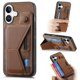 thumbnail image 1 of For iPhone 16 Case Retro Leather Back Cover Card Slot Side Kickstand - Green, 1 of 5