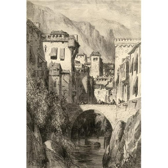 Granada Spain. The Banks of The Darro. Drawn by Gustave Dore From The Book Poster Print, 12 x 17