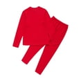 thumbnail image 4 of iEFiEL Kids Girls Two-piece Thermal Underwear Set Solid Color Base Layer Long Sleeve T-shirt with Leggings Red 5-6, 4 of 7