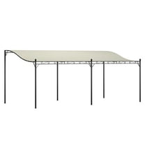 10'x20' Outdoor Pergola Canopy, Metal Patio Gazebo with Drainage, Cream White