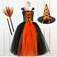 thumbnail image 2 of ZHUASHUM Toddler Kids Girl Dress Sleeveless Mesh Tutu Dress Performance Dress With Hat Prop Orange 10-12 Years, 2 of 4
