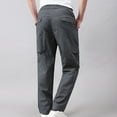 thumbnail image 4 of Men Cargo Pants with Pockets for Work Loose Straight Leg Hiking Outdoor Twill Track Jogging Sweatpants Trousers Stretch Elastic Waist Street Hop Trousers Oversized Casual Cargo Pant,Grey,XL, 4 of 5