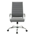 thumbnail image 3 of LeisureMod Benmar High-Back Mid-Century Modern Swivel Leather Office Chair in Grey – Ergonomic Executive Desk Chair with Adjustable Height, Tilt, and 360-Degree Swivel for Home and Office Comfort, 3 of 8