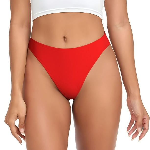 Balery Red Tangas de Algodón para Mujer con Estampado – Ropa Interior Sexy, Transpirable, G-string-Large