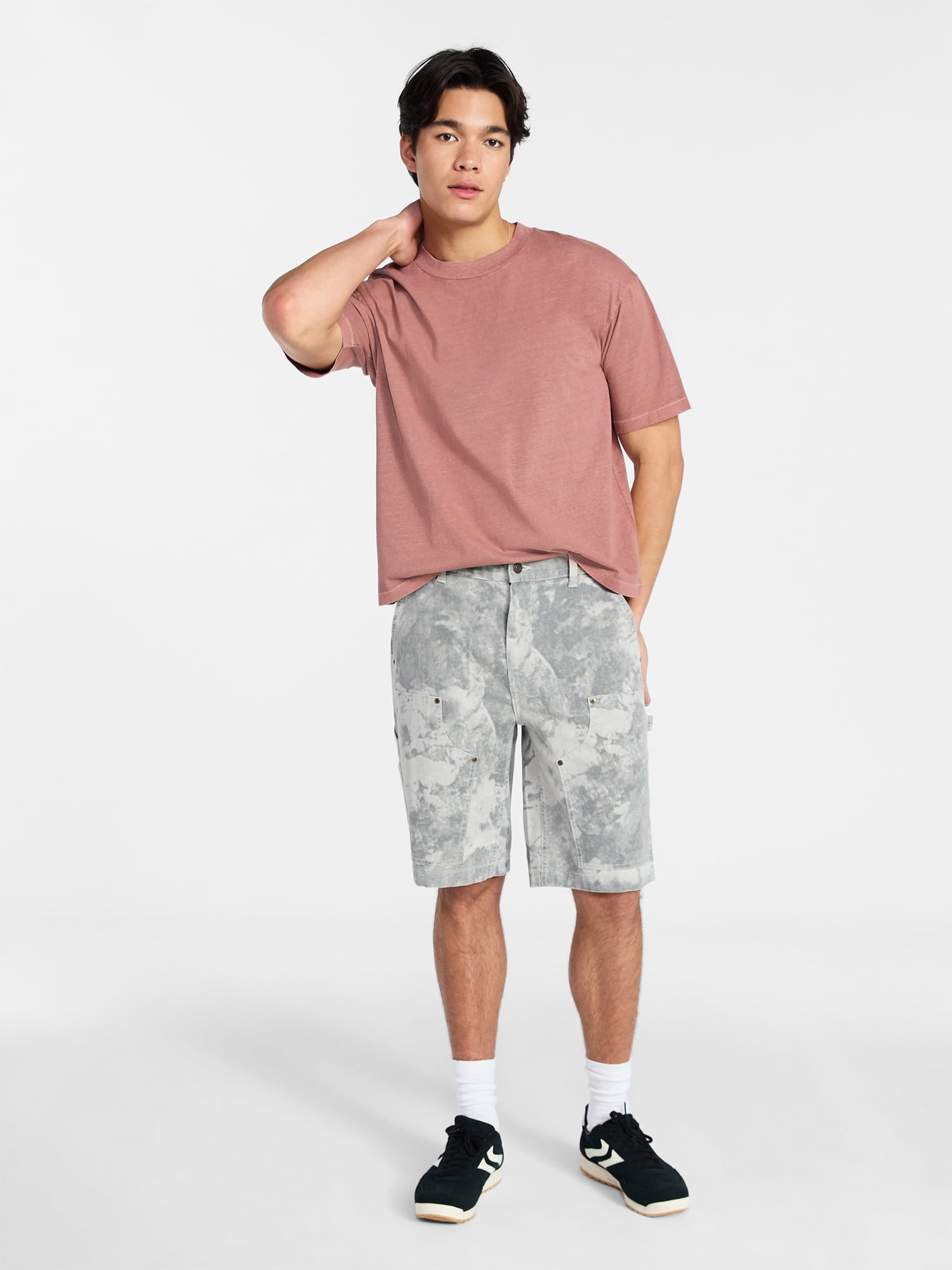 No Boundaries Cotton Oversized Cropped Tee with Short Sleeves, Men's and Big Men's XS-5XL