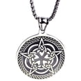 thumbnail image 2 of Celtic Pentacle Necklace Silver Stainless Steel Wicca Pagan Star Pendant Unisex Fantasy Forge Jewelry, 2 of 6
