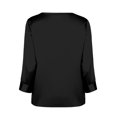 thumbnail image 6 of V Neck 3/4 Length Sleeve Silk Satin Blouses for Women Dressy Casual Loose Fit Tops Comfy Lightweight Silky All Season Shirts, #01 Black, XXL, 6 of 6