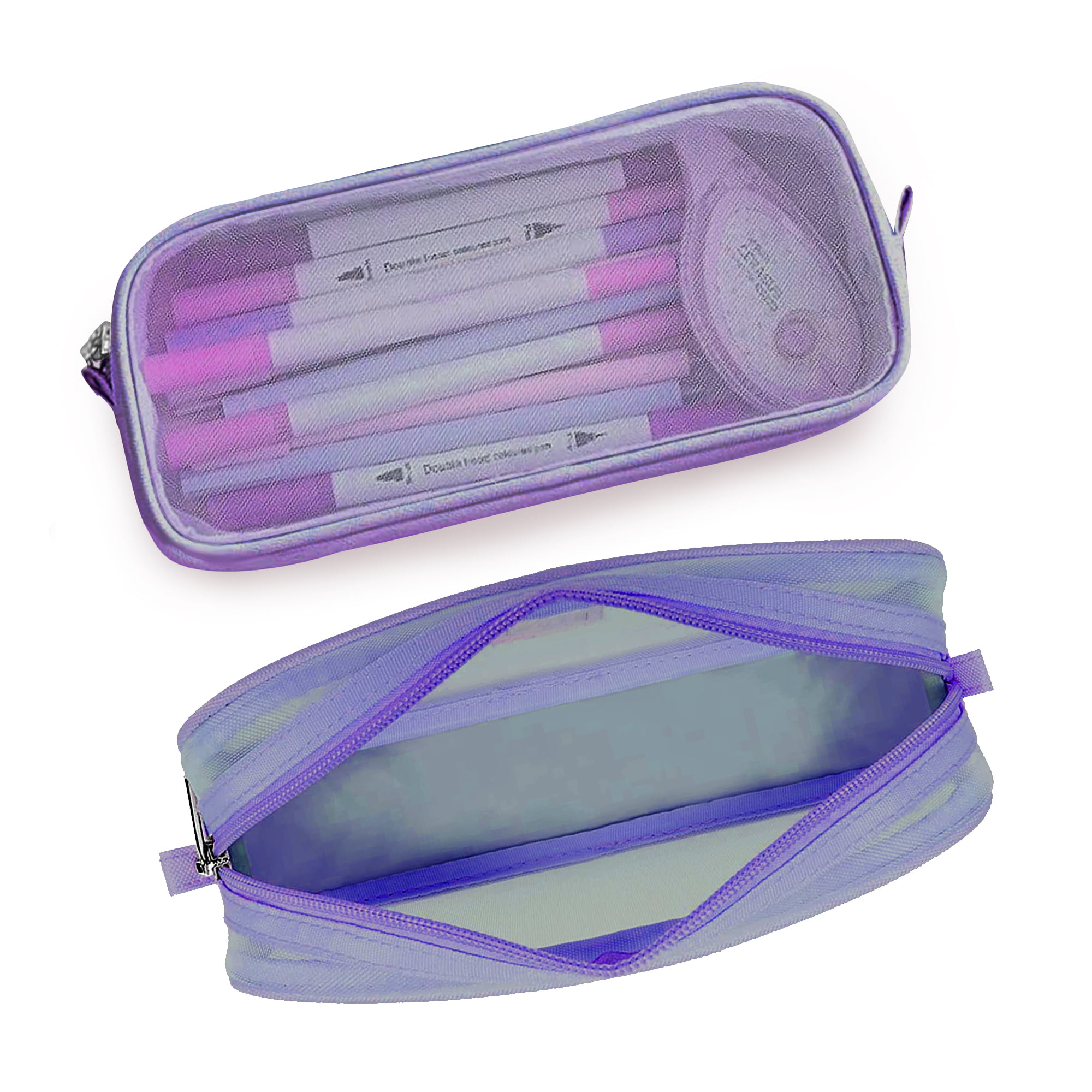 EASTHILL Grid Mesh Pen Pencil Case with Zipper Clear Makeup Color Pouch  Cosmetics Bag Multi-Purpose Travel School Teen Girls Transparent Stationary  Bag Office Organizer Box for Adluts(Purple) - Yahoo Shopping