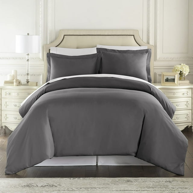 Funda nórdica HC COLLECTION gris king size con 2 fundas de almohada