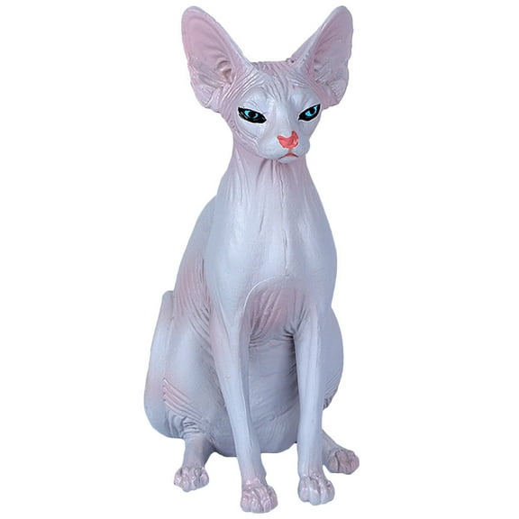 BALAHAPY Lifelike Hairless Cat Figurine Grey Plastic Realistic Design for Children Collectors 1Pack