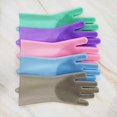 thumbnail image 4 of Esponja de silicona anticongelante para el hogar, práctica para lavar platos, limpieza de cocina, guantes de silicona, color gris, 4 of 5