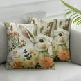 thumbnail image 2 of Happy Easter Bunny Shaped  pillowcase, Embroidered Floral Patterns Cushion Soft Velvet Easter Rabbit Decorative pillowcase for Couch Living Room Bed, Green, 2 of 7
