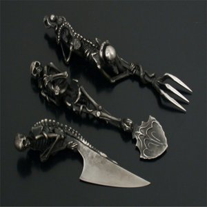 Yeacher Halloween Gift Skeletal Cutlery Sets Standalone Halloween Knife Fork Spoon Set silver knife default