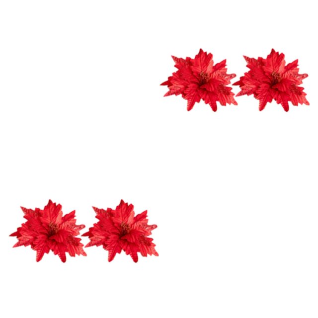 Cateissary 2 piezas 25cm brillo Poinsettia de árbol de Navidad Navidad flores artificiales de franela fiesta foto Prop vacaciones Type4 NO4
