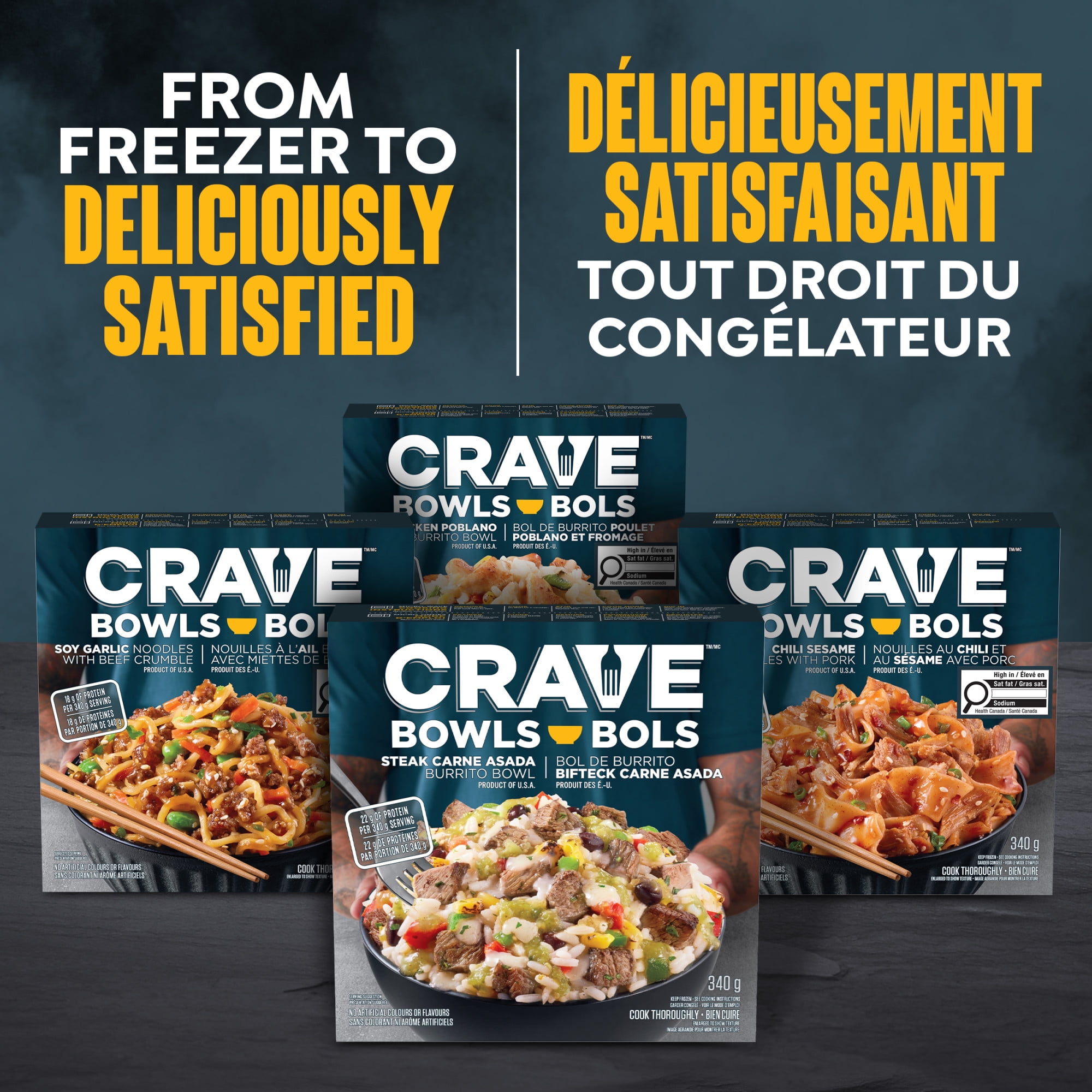CRAVE Steak Carne Asada Burrito Bowl, 340 g Box, CRAVE CARNE ASADA BURRITO BOWL