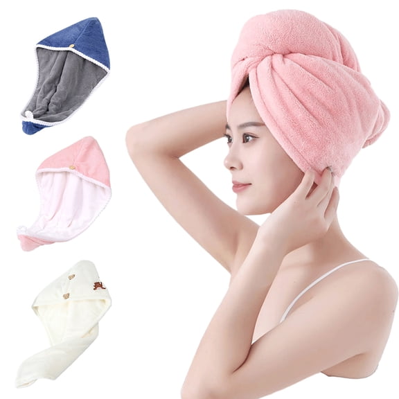 Hair Towel Wrap For Women Quick Dry Soft Absorbent 10 X 26 Inches Hair Wrap Towels With Double Button Frizz Hair Turbans For Curly Long Thick Hair,by Fanshiluo