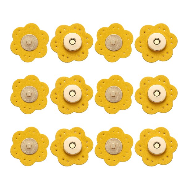 Uxcell 6 Pcs Botones de Presión de Cuero, Cierres Magnéticos para Monederos DIY, Accesorios de Ropa, Ciruela Amarilla