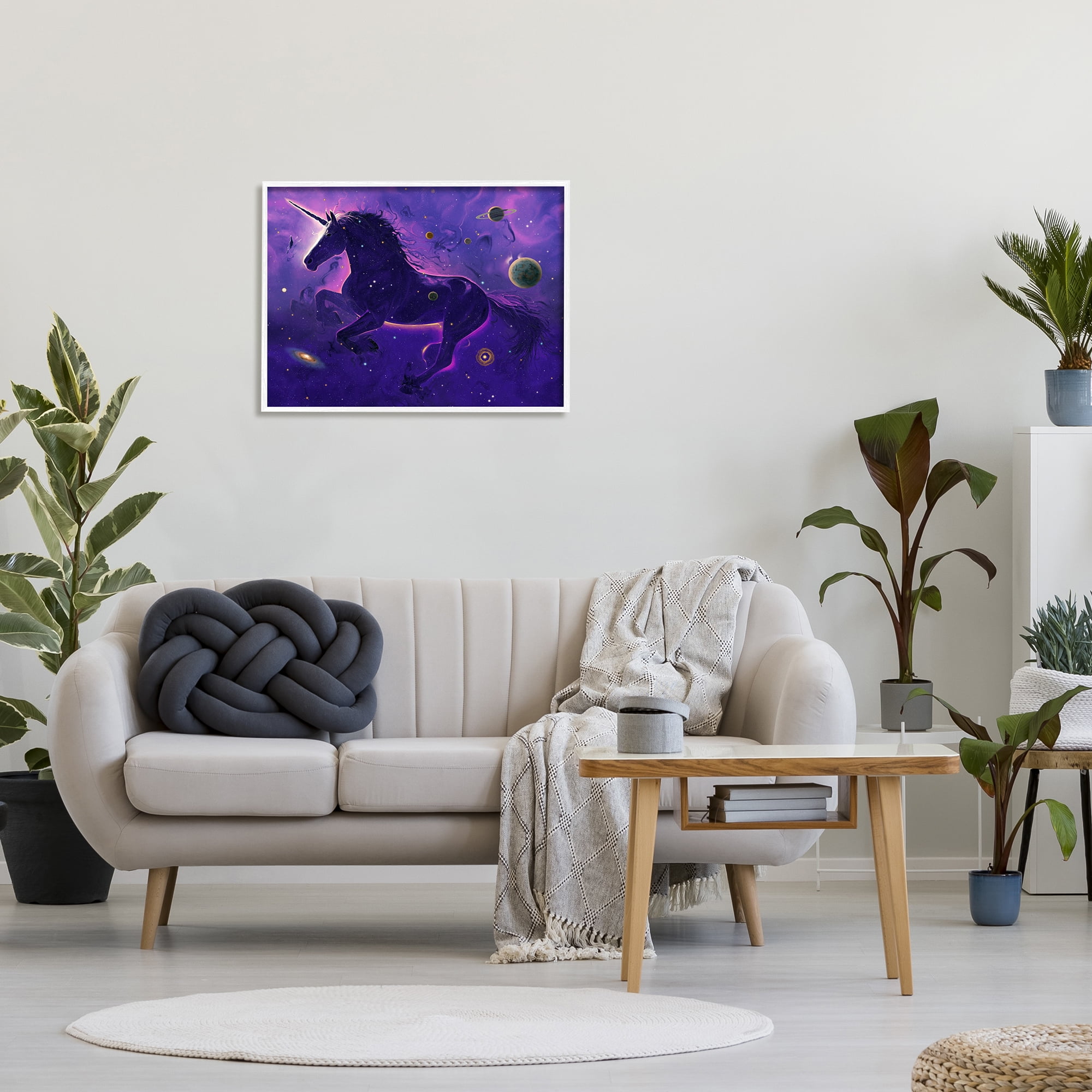 Stupell Industries Purple Unicorn Nebula Fairy Tales & Fantasy Painting White Framed Art Print Wall Art, 30 x 24