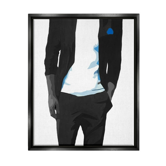 Stupell Industries Modern Chic Dressed Man Graphic Art Jet Black Floating Framed Canvas Print Wall Art, Design by Beth Ann Lawson