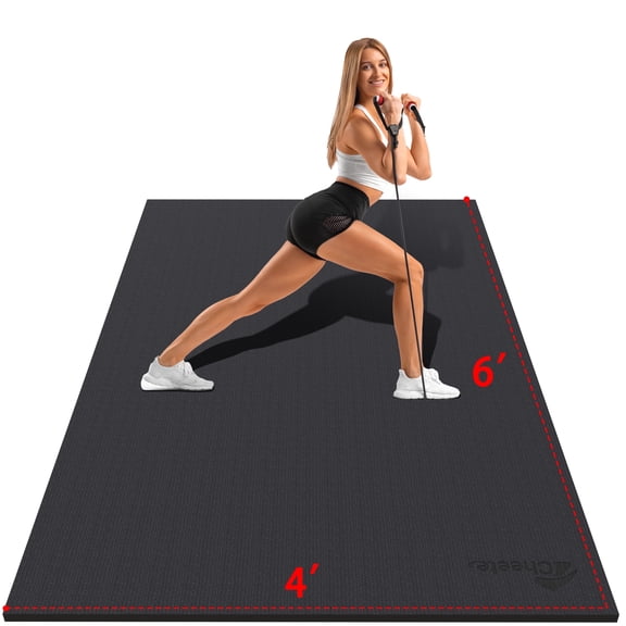 CHEETE Extra Large Exercise Mat 6'x4'（7mm）, Gym Flooring for Home Gym,Thick Exercise Mats for Home Workout,Non-Slip,Extra Durable,High-Density Gym Mats for Jump Rope,Cardio