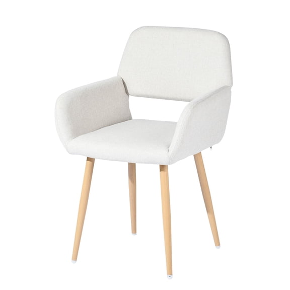 Homy Casa 16" Upholstered Fabric Dining Chairs with Armrests in Beige (Set of 6)