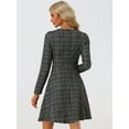thumbnail image 3 of Vestido de tweed vintage Allegra K acampanado manga larga cuello Peter Pan Negro XS, 3 of 6